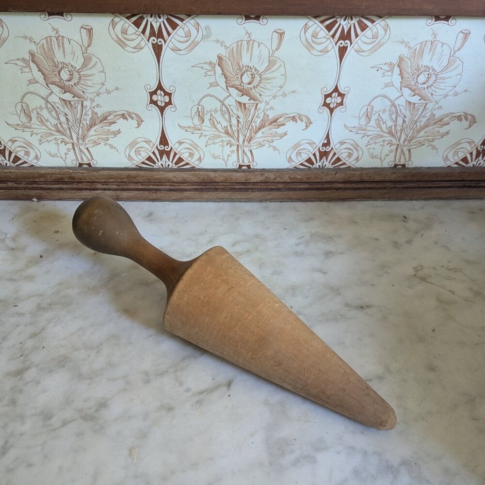 Vintage Primitive Rustic Farmhouse Wood Sieve Pestle Cone Masher Muddler Canning